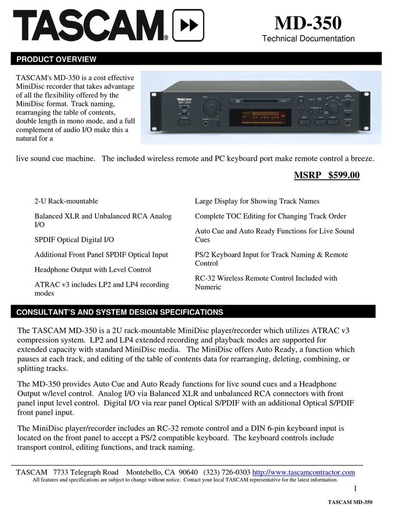 Tascam MD-350 Technical documentation