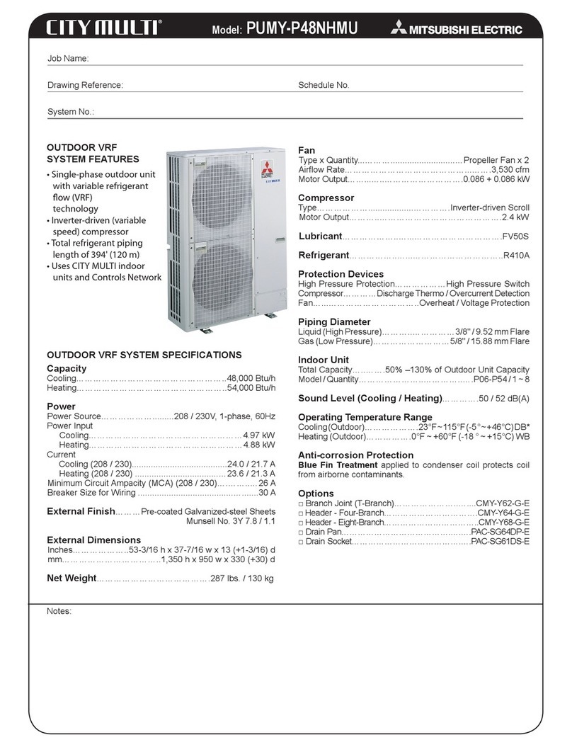 Mitsubishi Electric PUMY-P48NHMU User manual