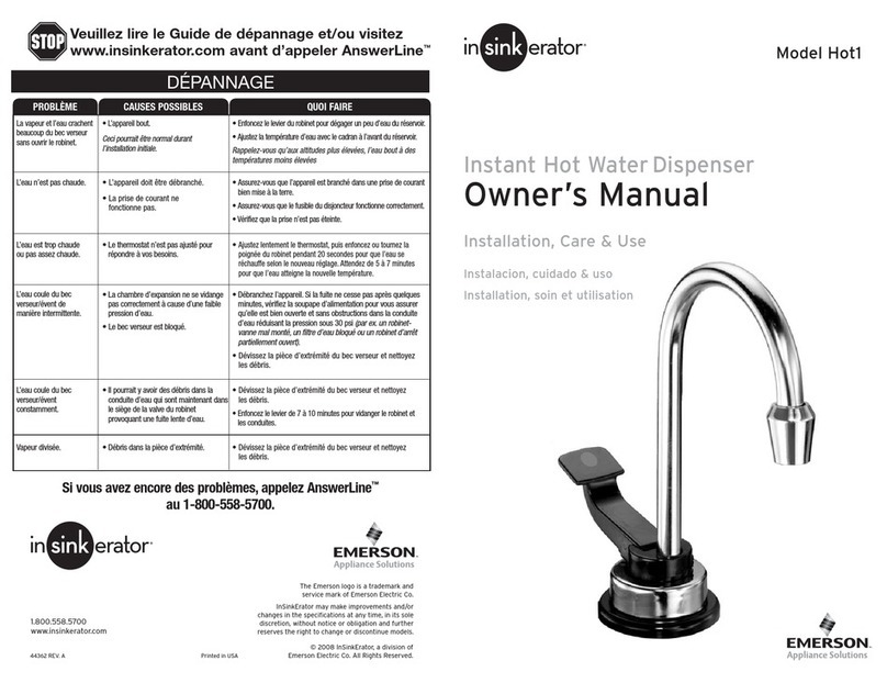 Emerson Insinkerator Hot1 User manual