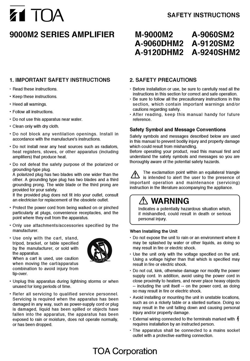 Toa M-9000M2 Installation instructions Toa M-9000M2 Installation instructions