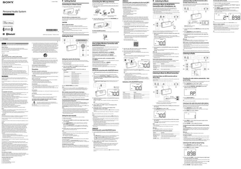 Sony Personal Audio System User manual