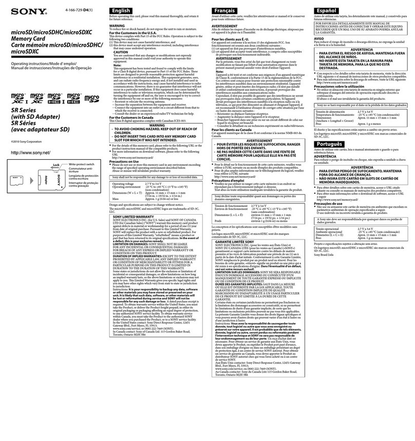 Sony SR Series User manual