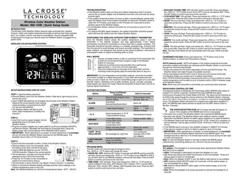 La Crosse Technology 308-145B User manual La Crosse Technology 308-145B User manual