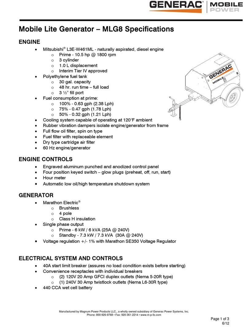 Generac Power Systems MLG8 User manual