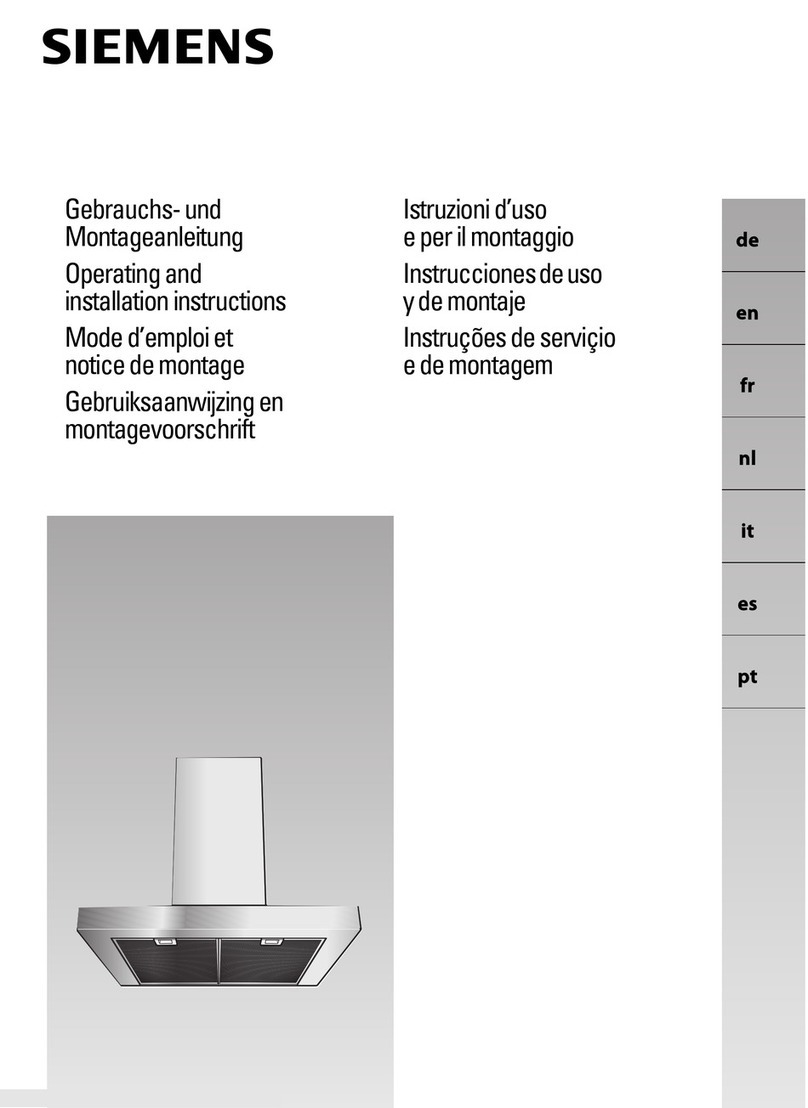 Siemens Extractor hood Specification sheet