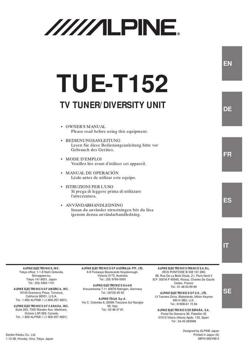 Alpine TUE-T152 User manual Alpine TUE-T152 User manual