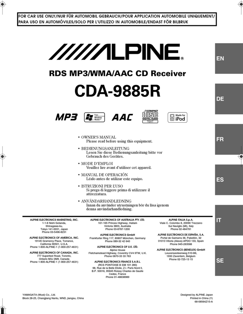 Alpine CDA-9885R owner's manual