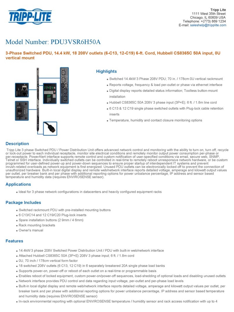 Tripp Lite PDU3VSR6H50A Specifications