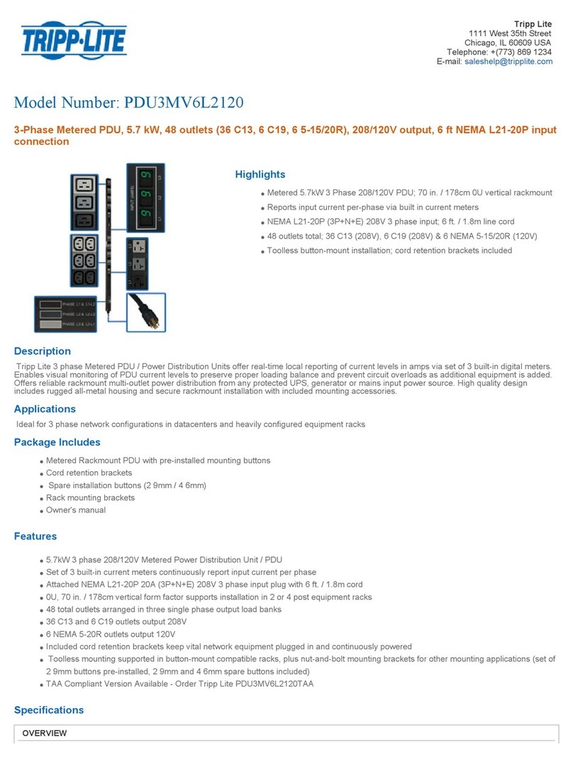 Tripp Lite PDU3MV6L2120 Specifications