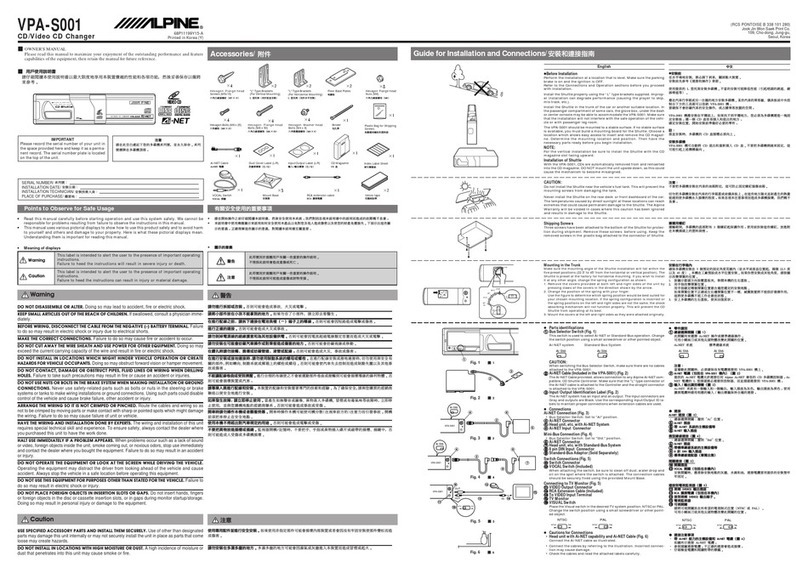 Alpine VPA-S001 User manual