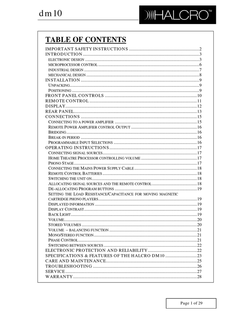 Halcro DM10 owner's manual
