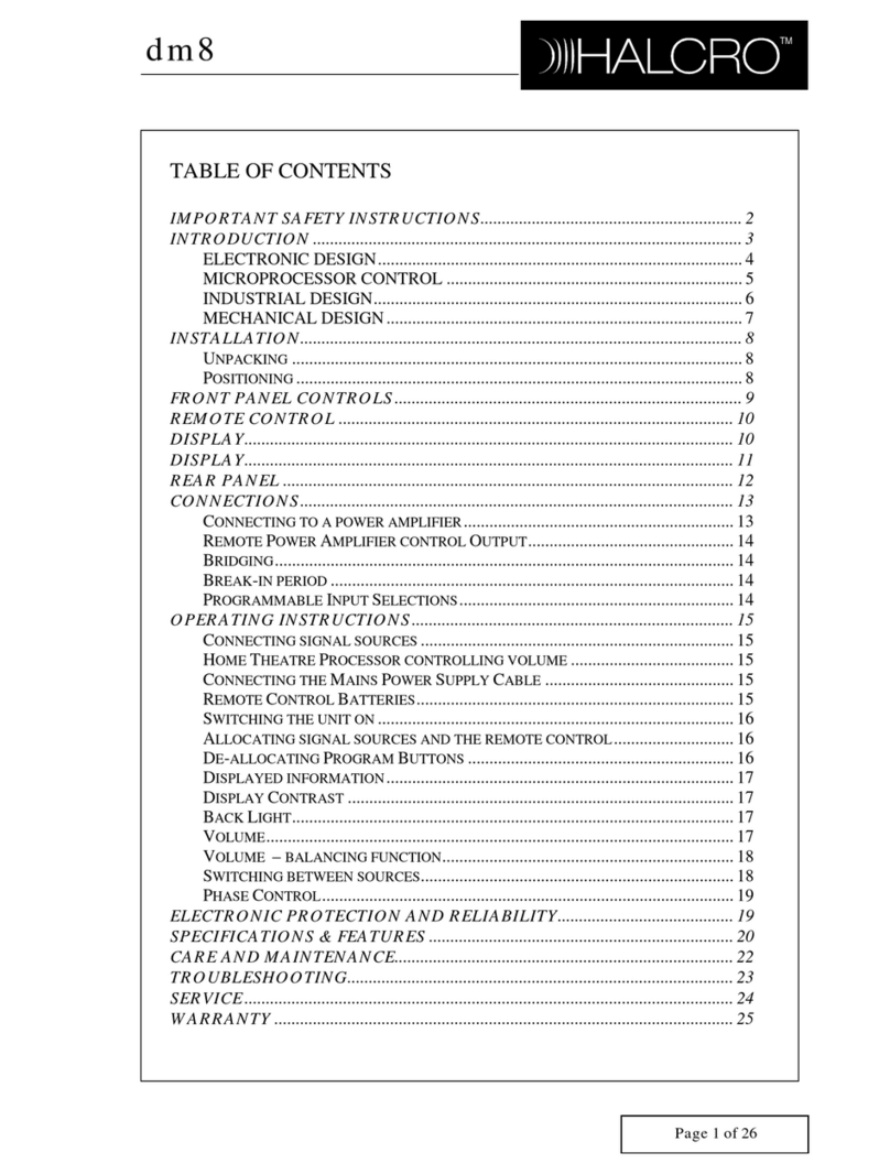 Halcro DM8 owner's manual