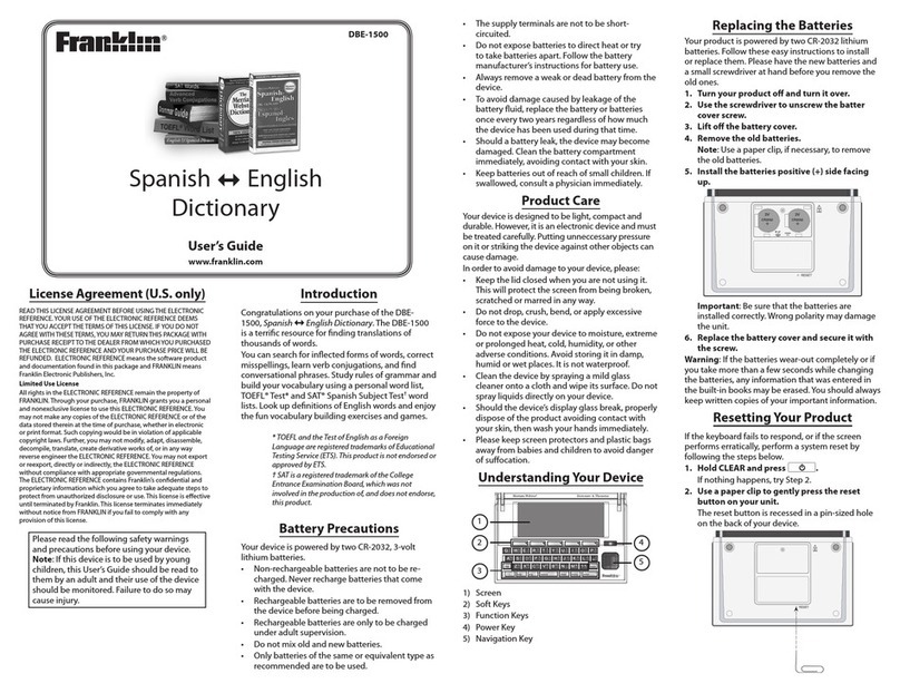 Franklin DBE-1500 user guide
