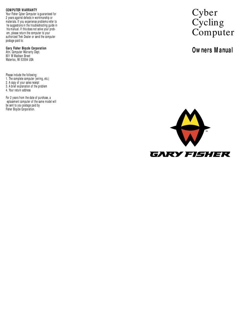 Gary Fisher CYBER COMPUTER owner's manual
