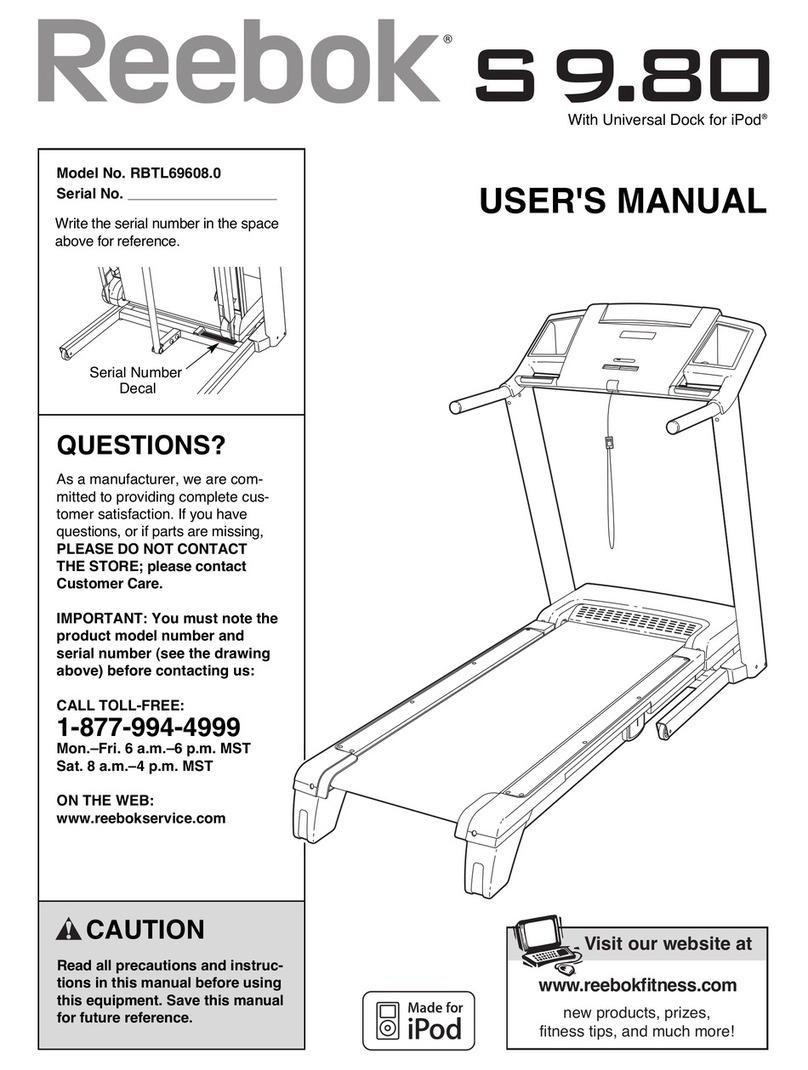 Reebok S 9.80 Treadmill User manual