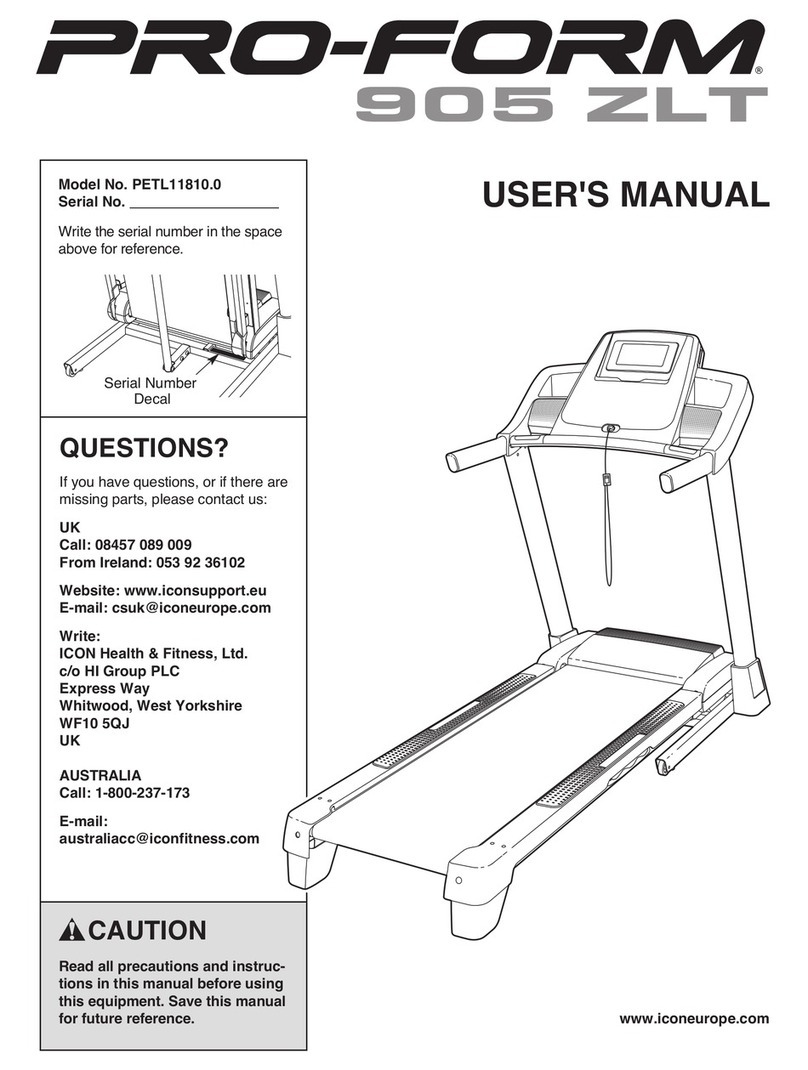 Pro-Form 905 Zlt Treadmill User manual
