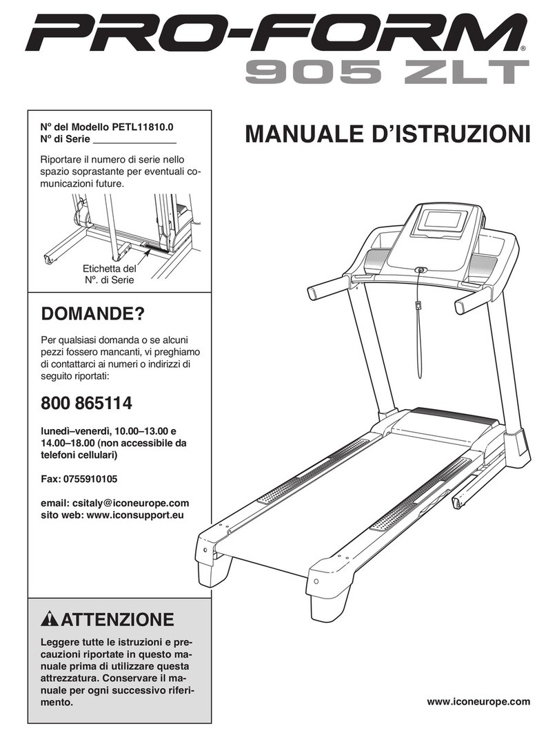 Pro-Form 905 Zlt Treadmill Manuale d'istruzioni Pro-Form 905 Zlt Treadmill Manuale d'istruzioni