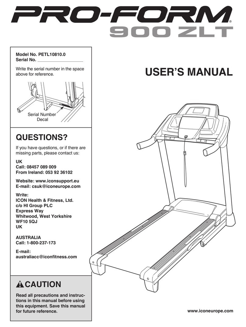 Pro-Form 900 Zlt Treadmill User manual