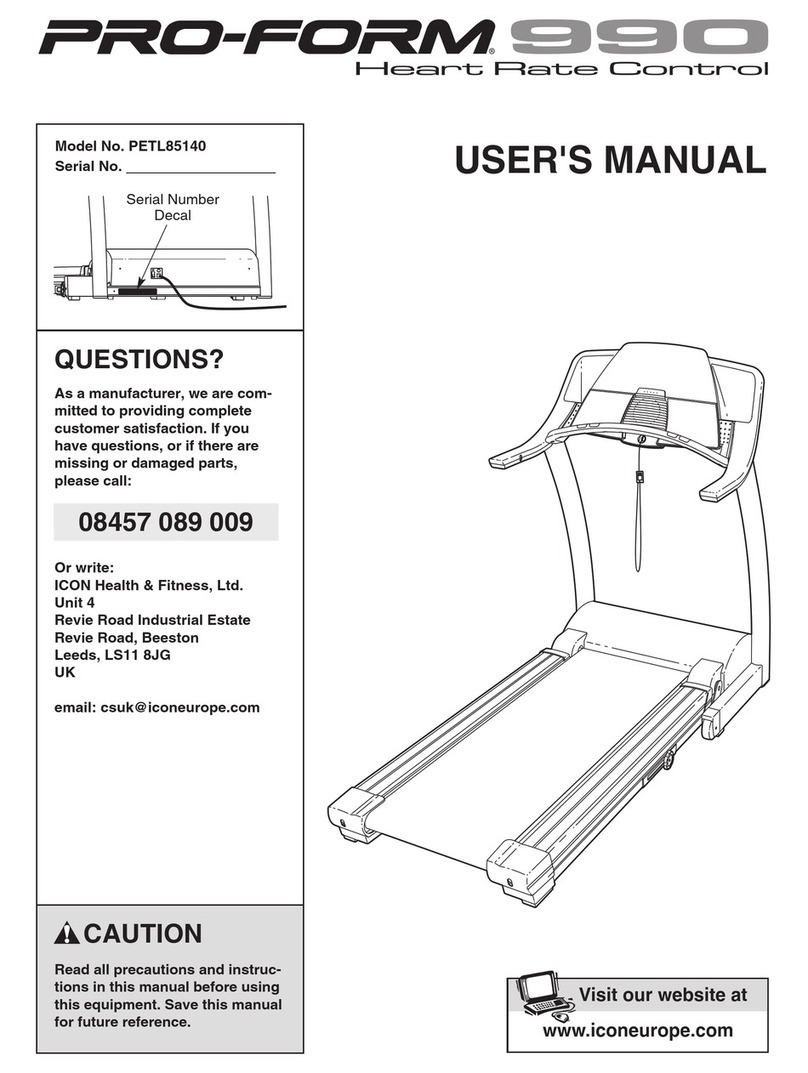 Pro-Form 900 Treadmill User manual
