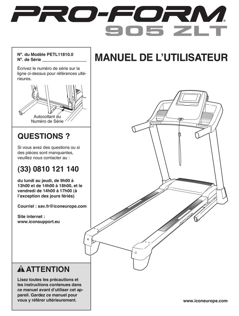 Pro-Form 905 Zlt Treadmill User manual