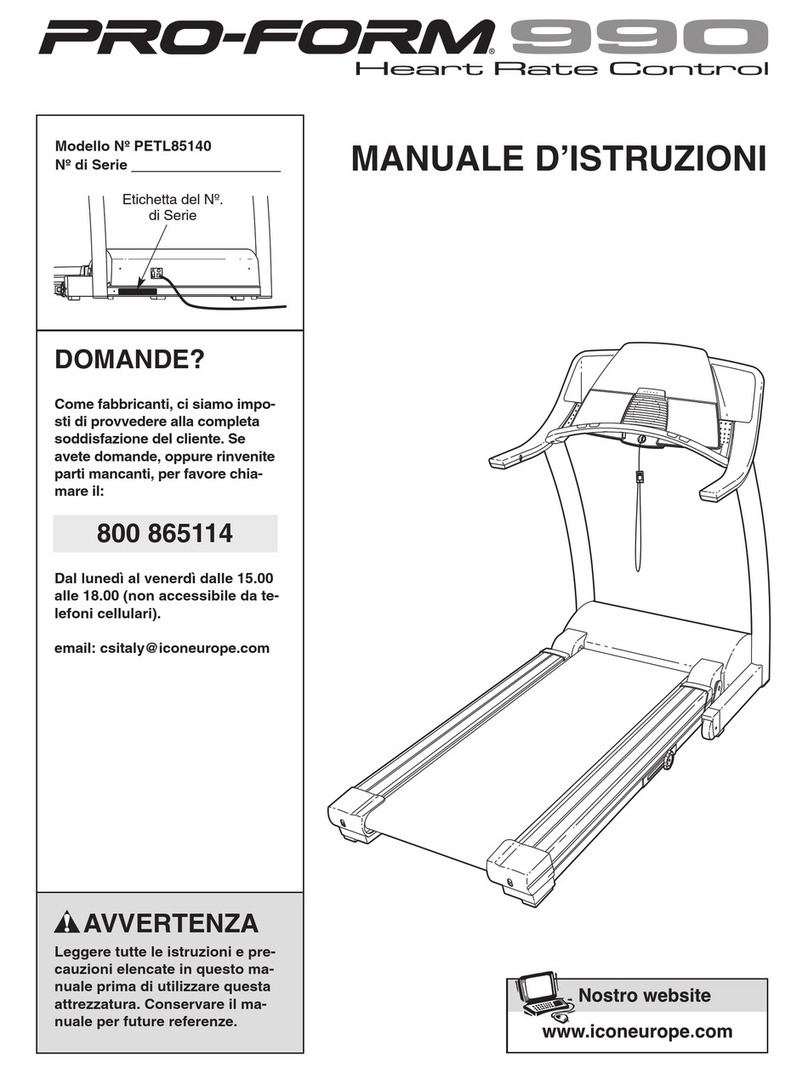 Pro-Form 900 Treadmill Operating and maintenance manual