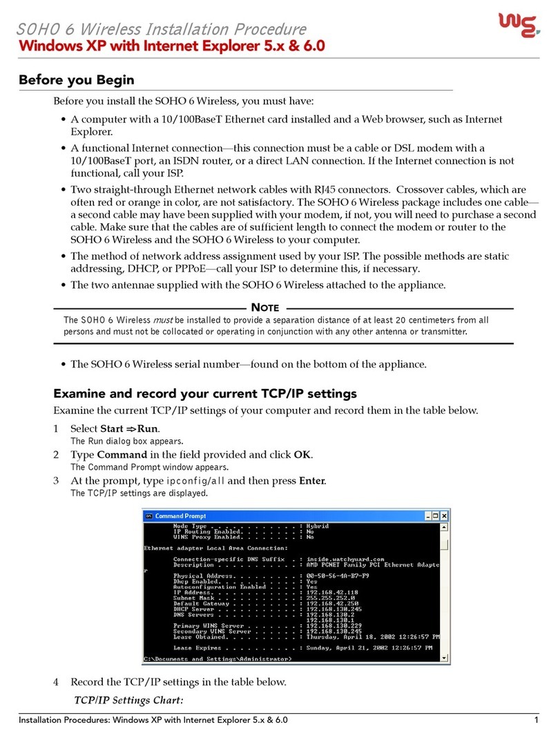Watchguard Firebox SOHO 6 Wireless Reference guide