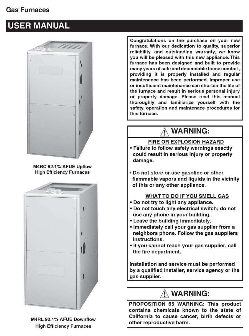 Nordyne M4RC 92.1% AFUE Upflow User manual