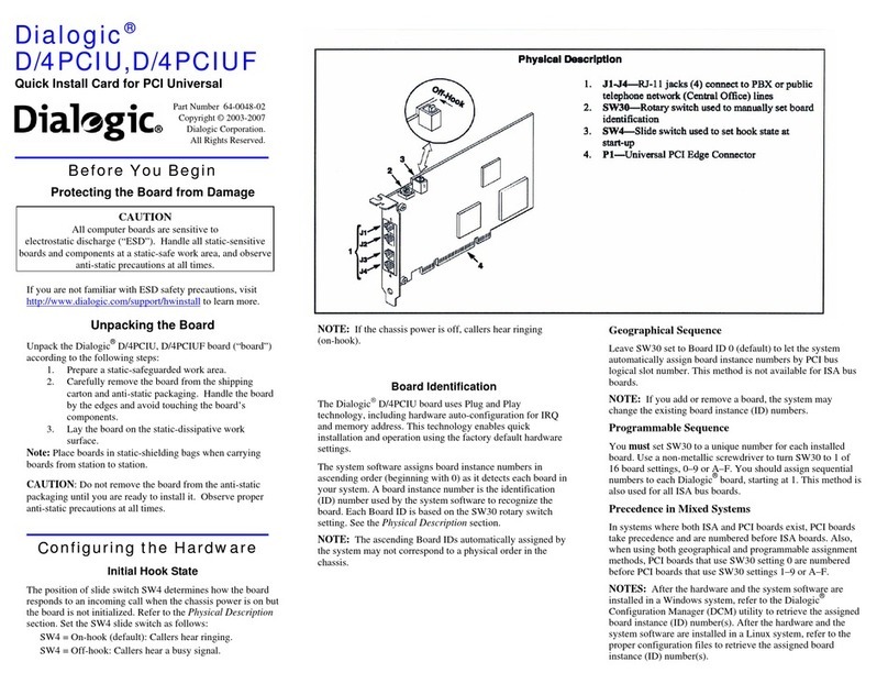 Dialogic D4PCIU Instructions for use