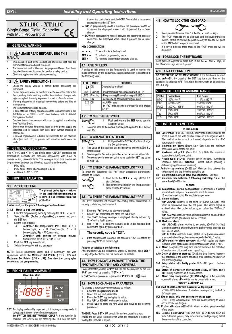 dixell XT110C User manual