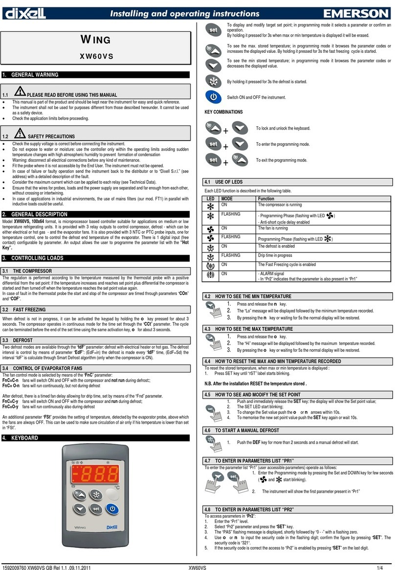dixell WING XW60VS User manual