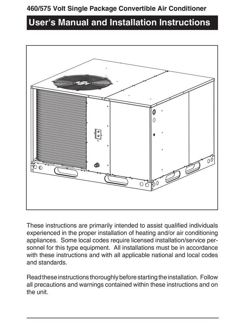 Nordyne 460/575 Volt Single Package Convertible Air... User manual