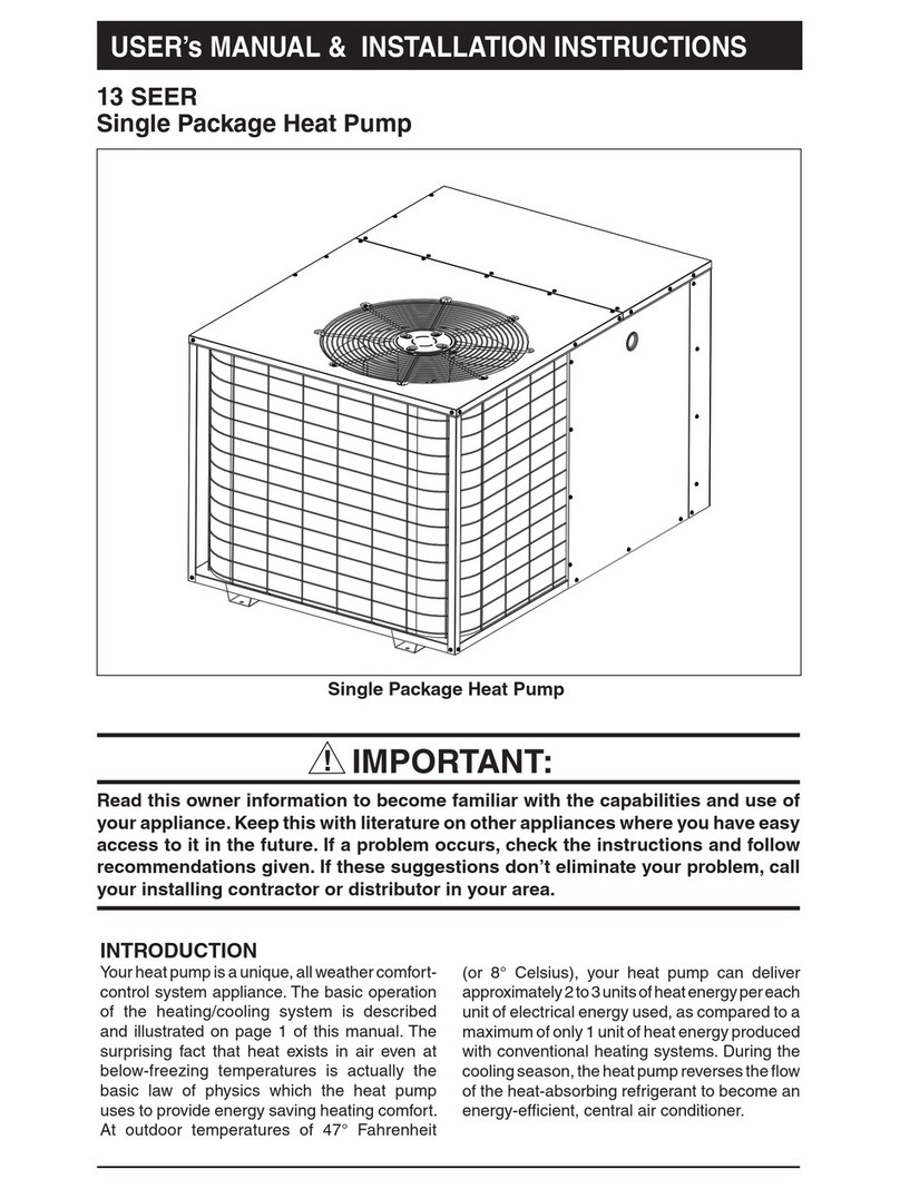Nordyne Single Package Heat Pump User's manual & installation instructions Nordyne Single Package Heat Pump User's manual & installation instructions
