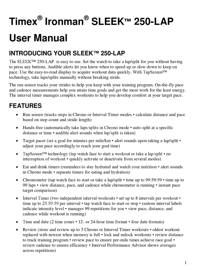 Timex Ironman SLEEK 250-LAP User manual