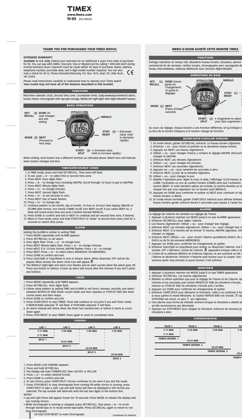 Timex W-89 manual