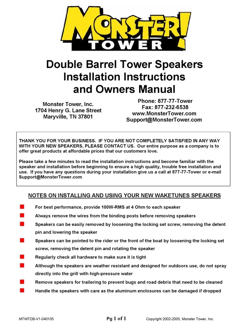 monster tower double barrel tower speakers owner's manual