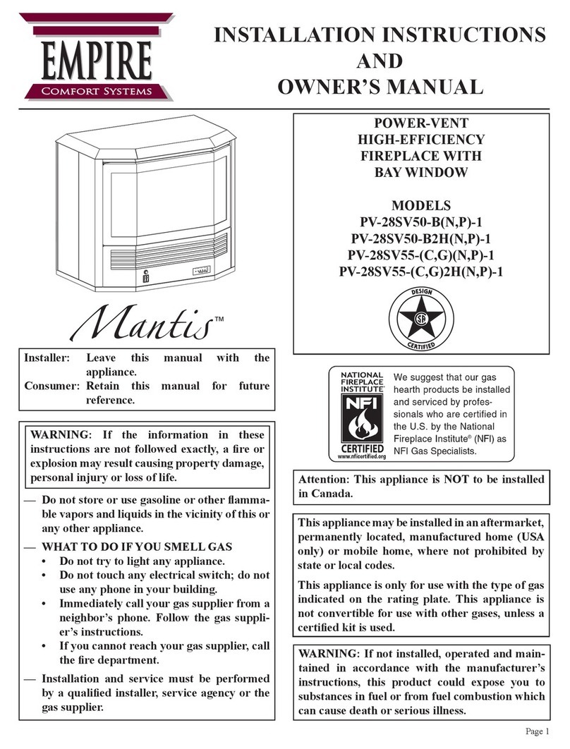 Empire Comfort Systems Mantis PV-28SV50-BN-1 owner's manual Empire Comfort Systems Mantis PV-28SV50-BN-1 owner's manual