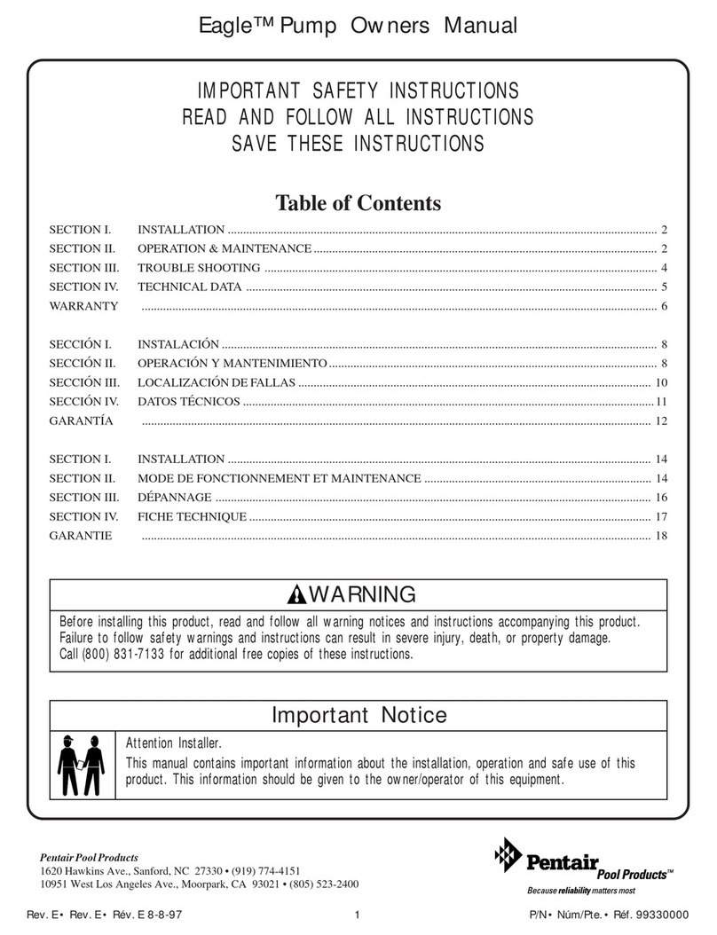 Pentair Pool Products Eagle User manual Pentair Pool Products Eagle User manual
