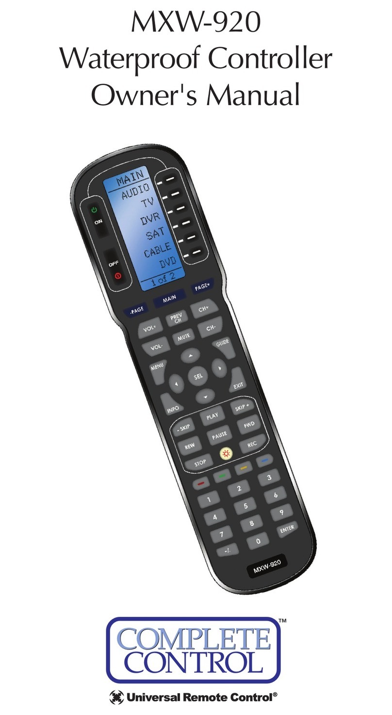 Universal Remote Control COMPLETE CONTROL MXW-920 User manual