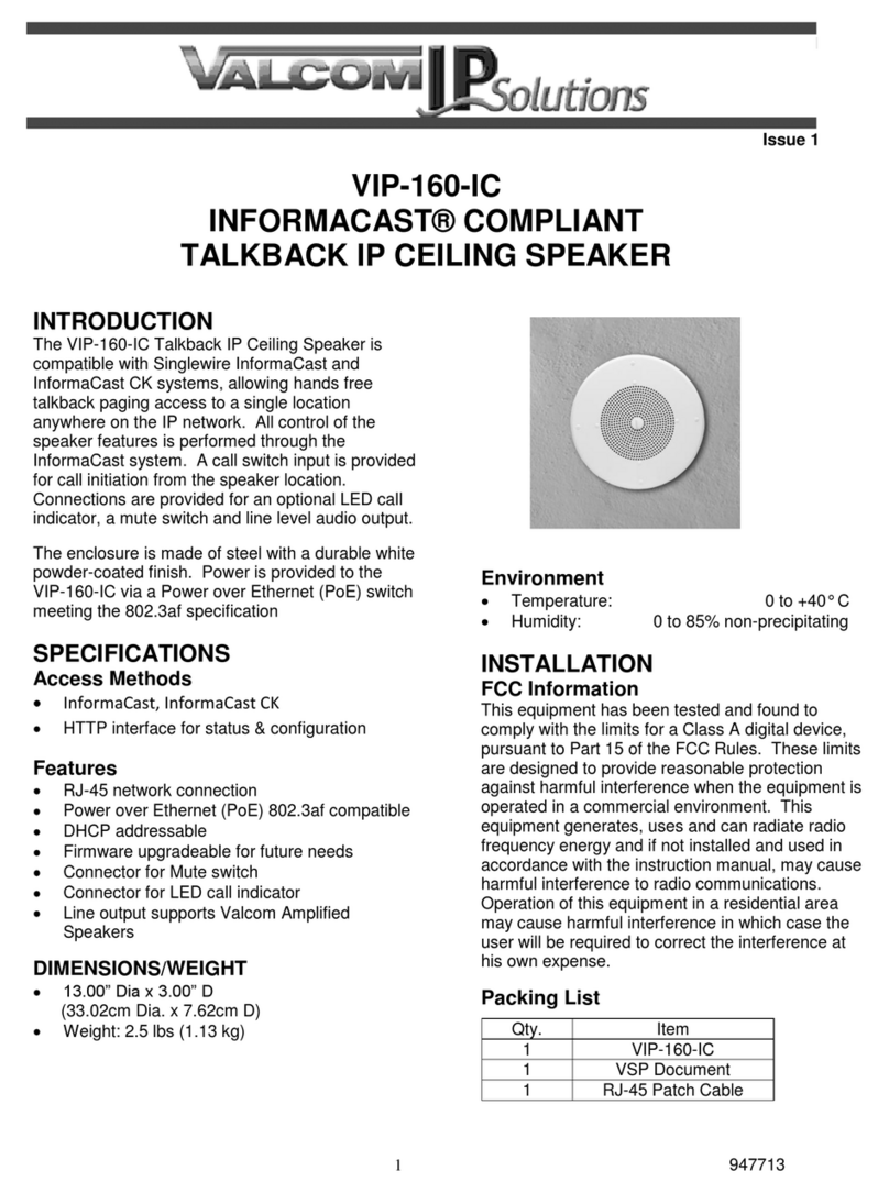 Valcom VIP-160-IC quick guide