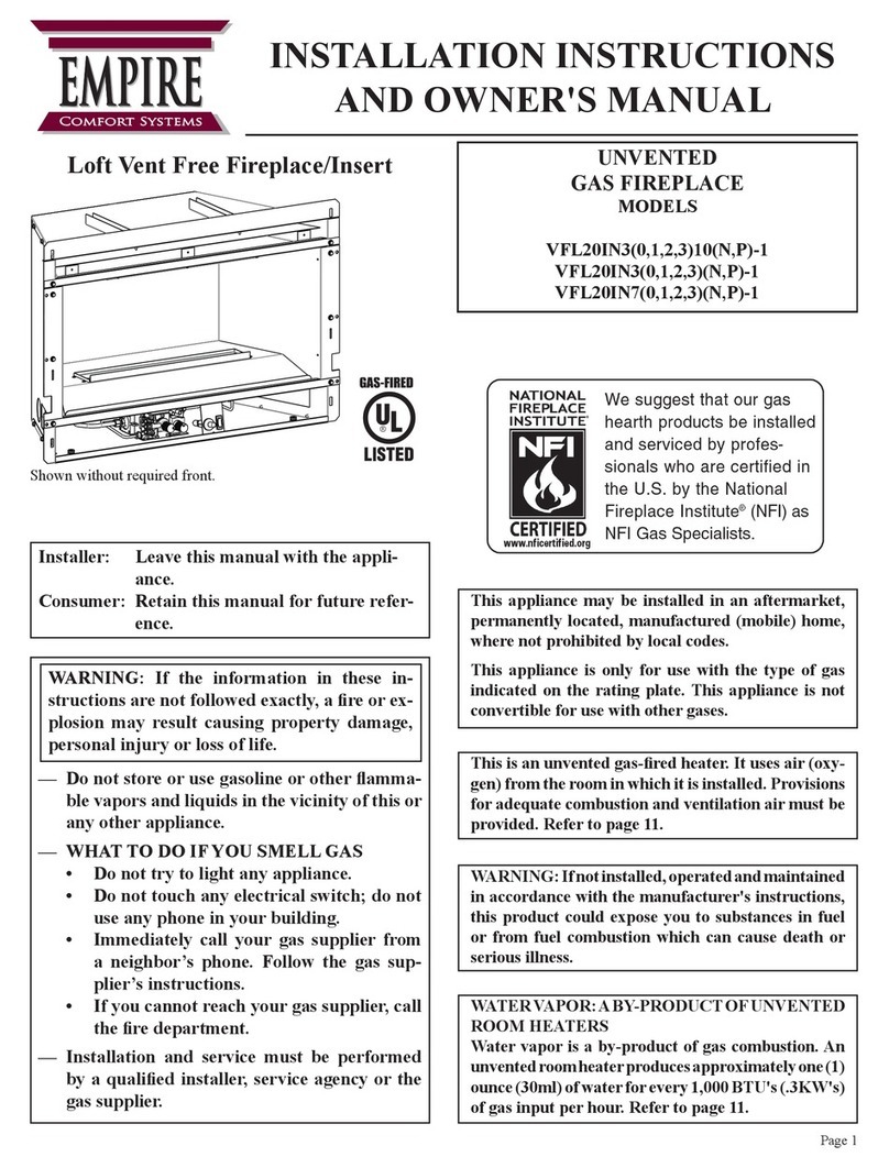 Empire Comfort Systems VFL20IN3 series owner's manual