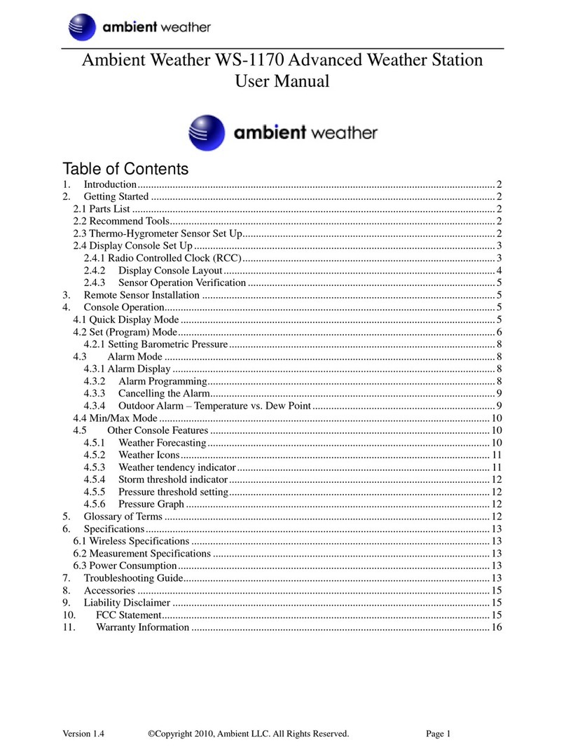 Ambient Weather WS-1170 user manual Ambient Weather WS-1170 user manual