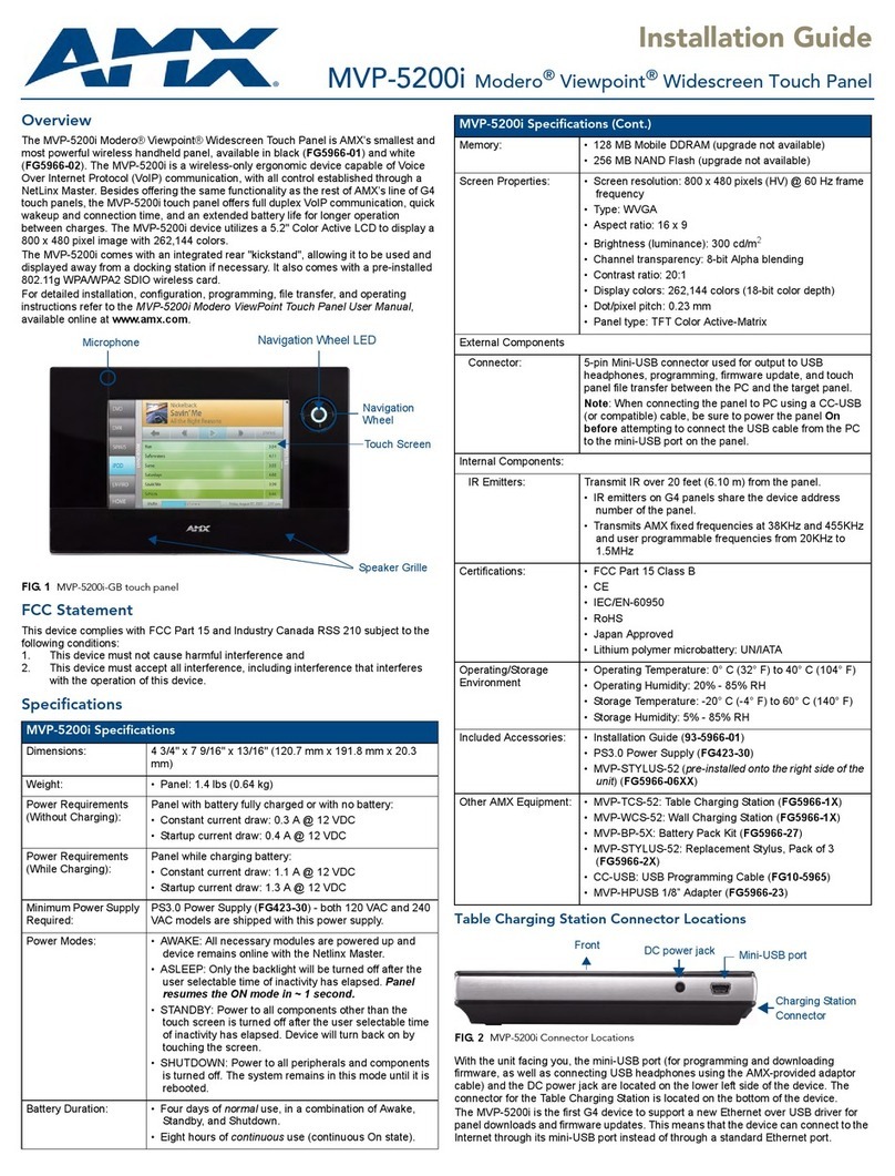 AMX Modero Viewpoint MVP-5200i User manual