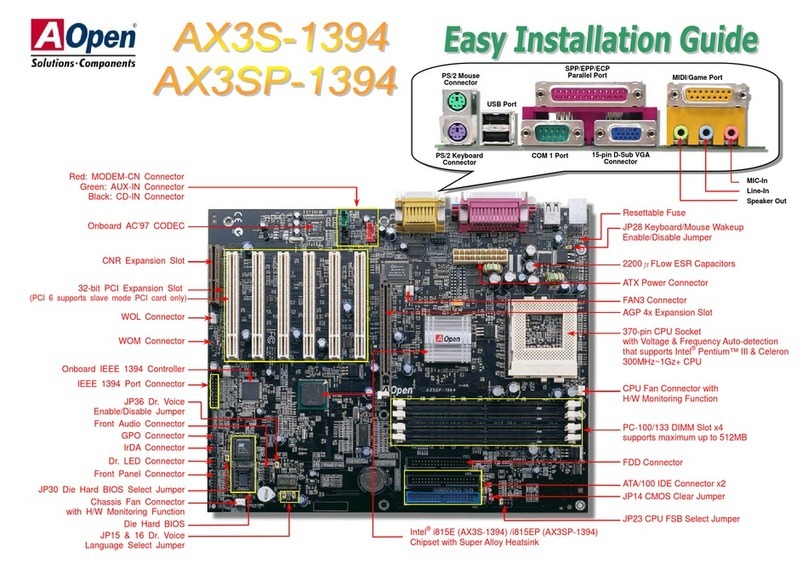 AOpen AX3S-1394 Easy installation guide