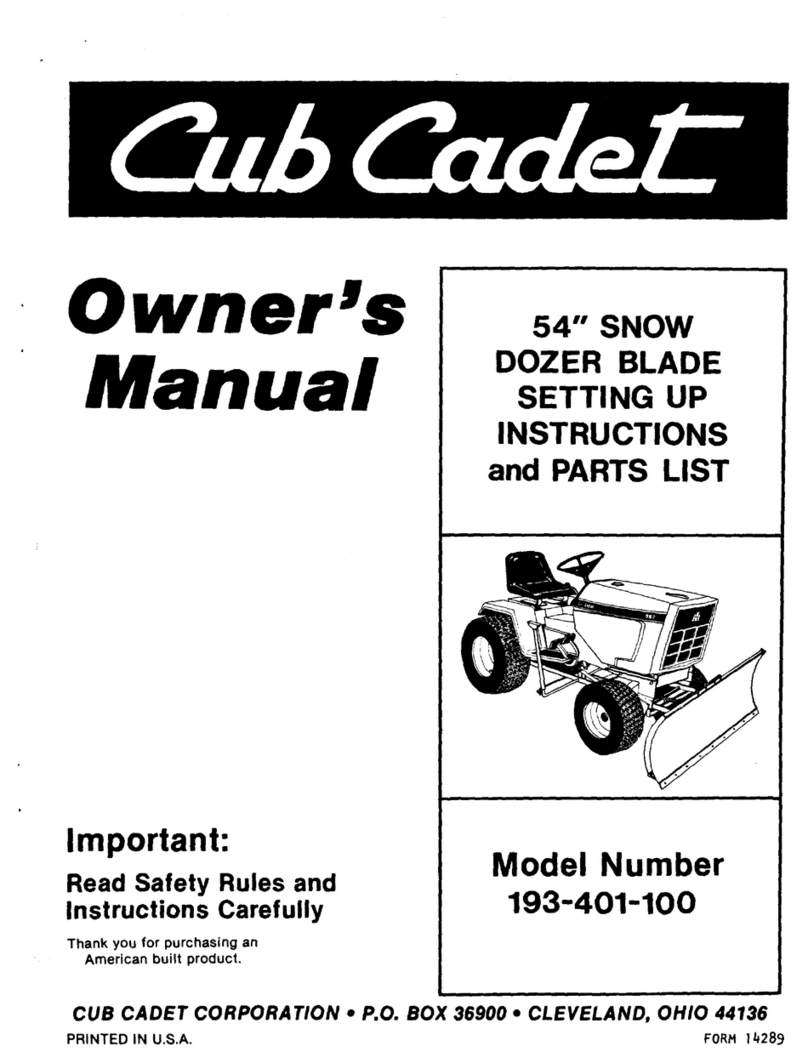 Cub Cadet 54'' Snow Dozer Blade User manual