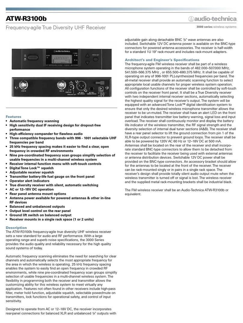 Audio Technica ATW-R3100b Features and specifications