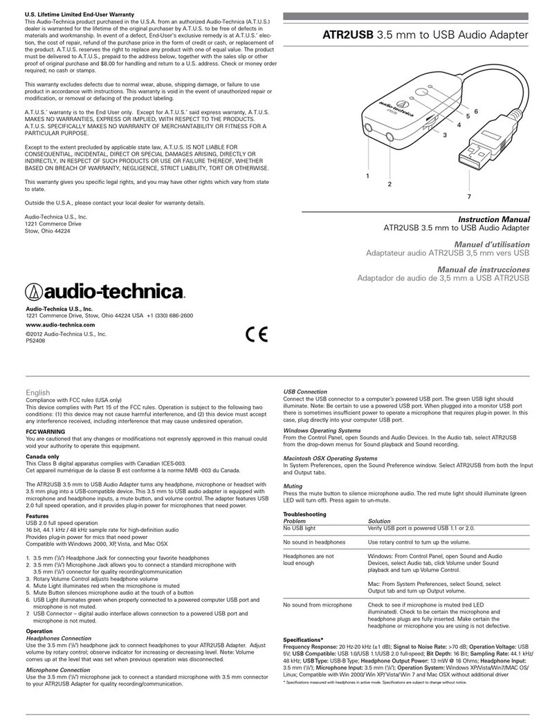 Audio Technica ATR2USB User manual