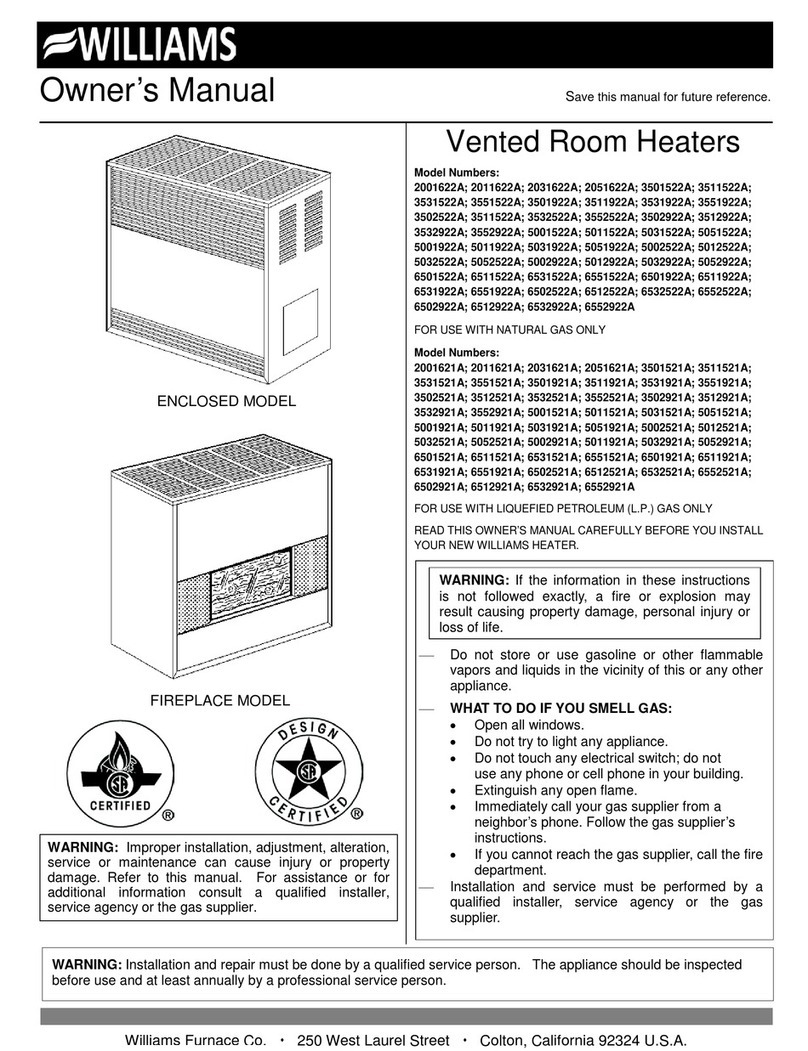 Williams 2001622A owner's manual