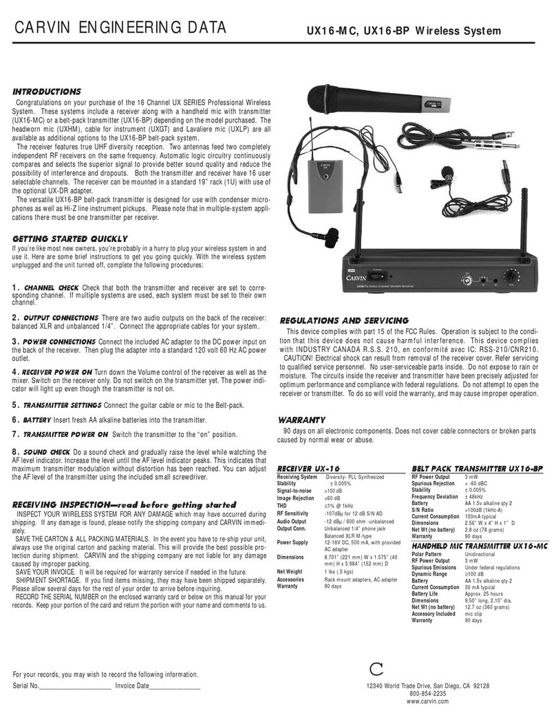 CARVIN UX16-MC User manual CARVIN UX16-MC User manual