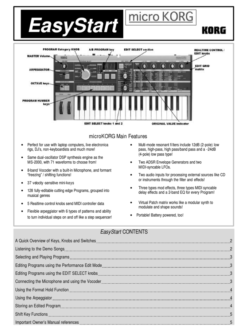 Korg microKORG Product information sheet