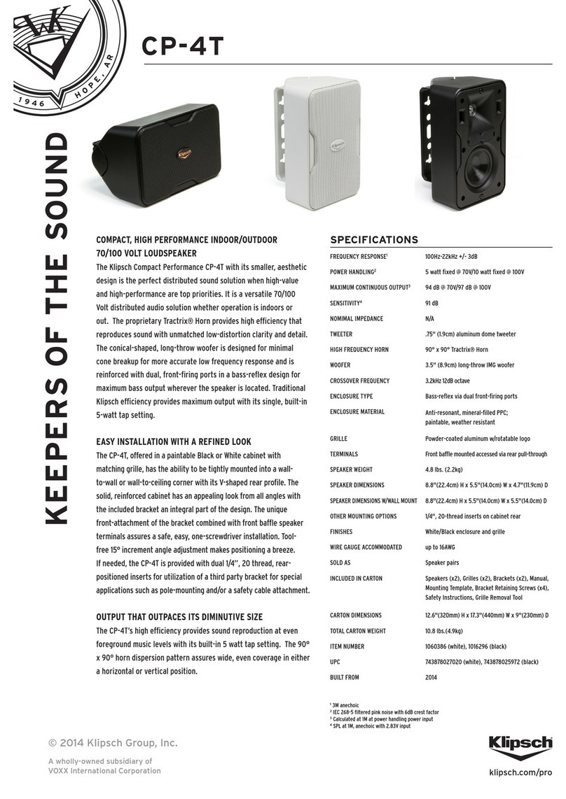 Klipsch CP-4T Specifications Klipsch CP-4T Specifications